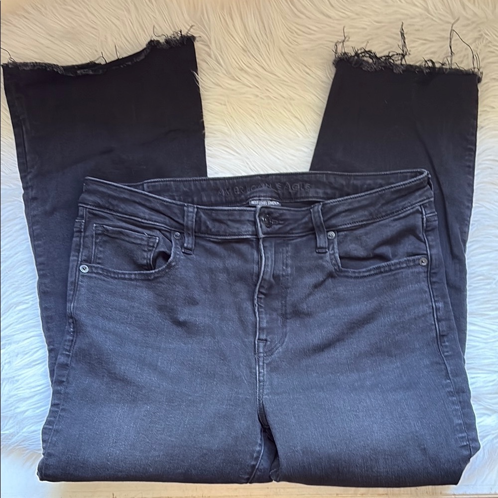 American Eagle Outfitters Cropped Black Kick Flare Jeans